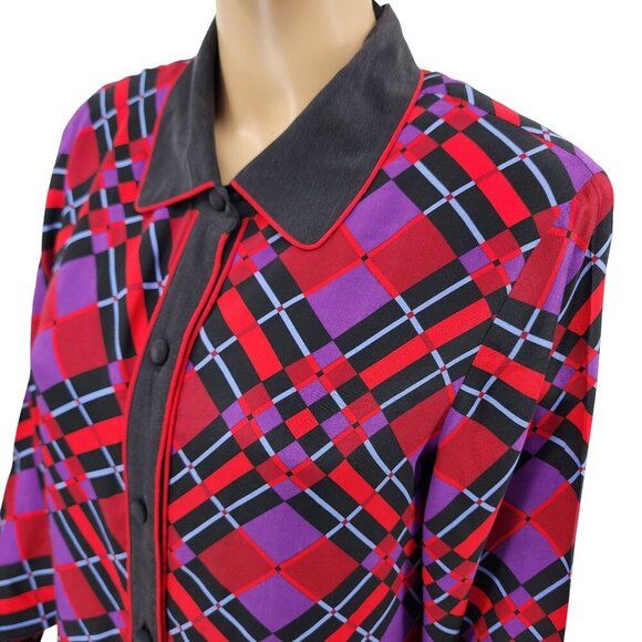 Bob Mackie Wearable Art Button-Up Tunic 100% Silk Womens Size S - Picture 1 of 10